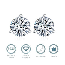 Cargar imagen en el visor de la galería, 【ZHOYA】S925 Silver Moissanite Stud Earrings Three Pronged Round Versatile