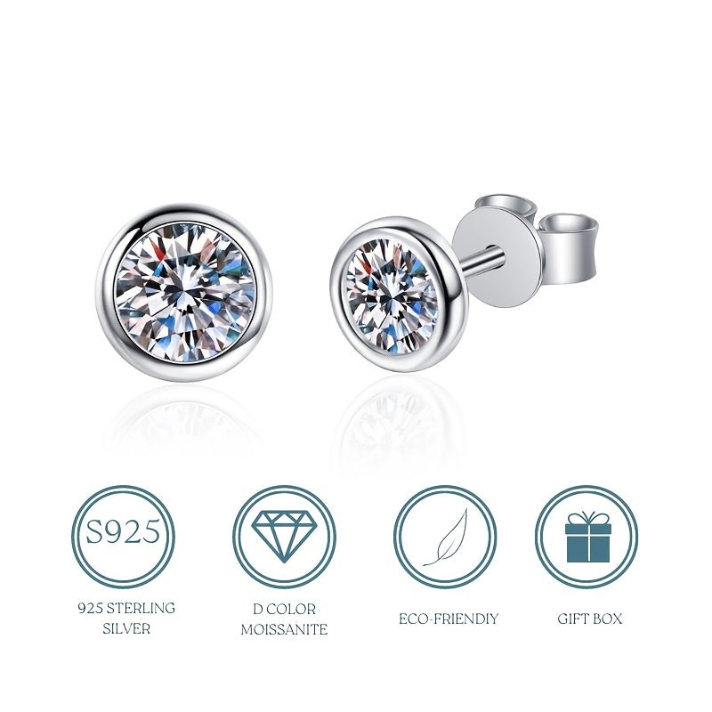 【ZHOYA】S925 Silver Simplicity at Its Finest Moissanite Ear Stud Earrings Minimalist Design