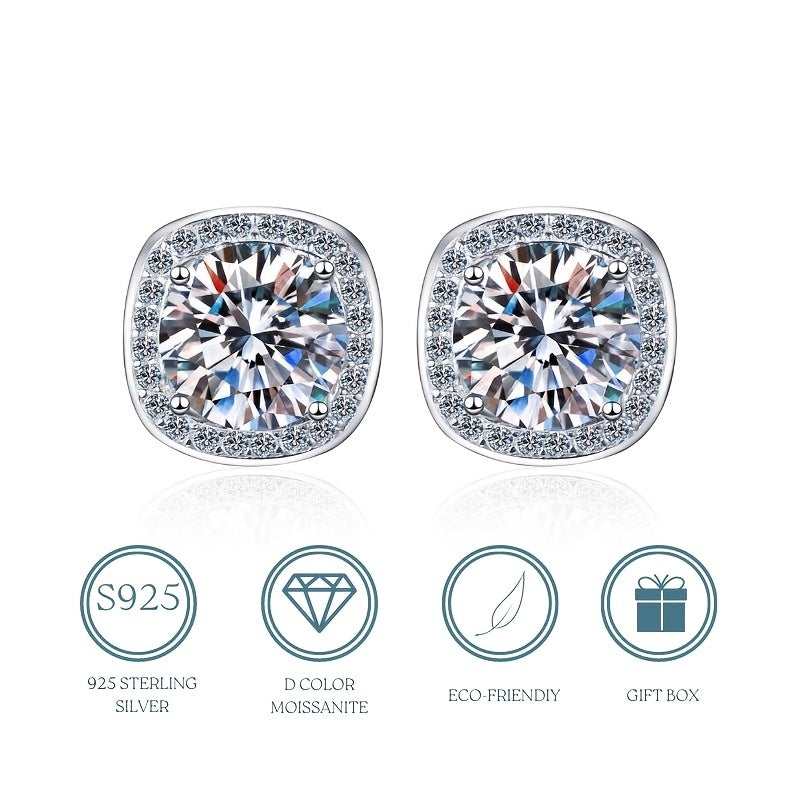 【ZHOYA】S925 Silver Moissanite Stud Earrings For Women