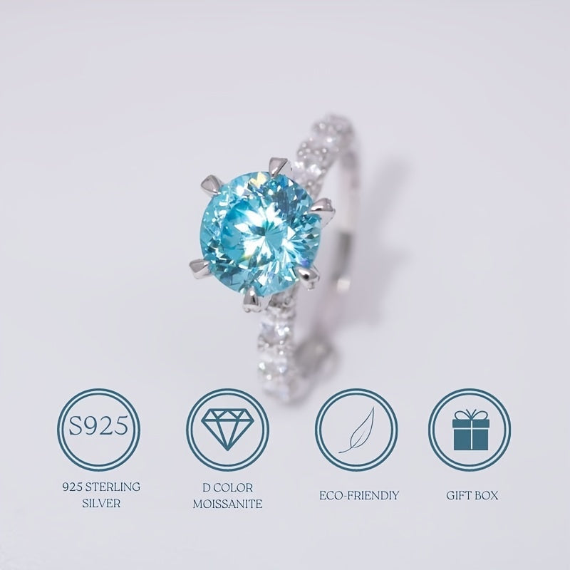 【ZHOYA】Ocean Blue Promise Ring Exquisite Wedding