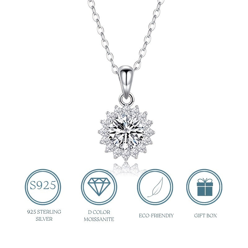 【ZHOYA】 Moissanite Pendant Necklace For Women Silver Chain