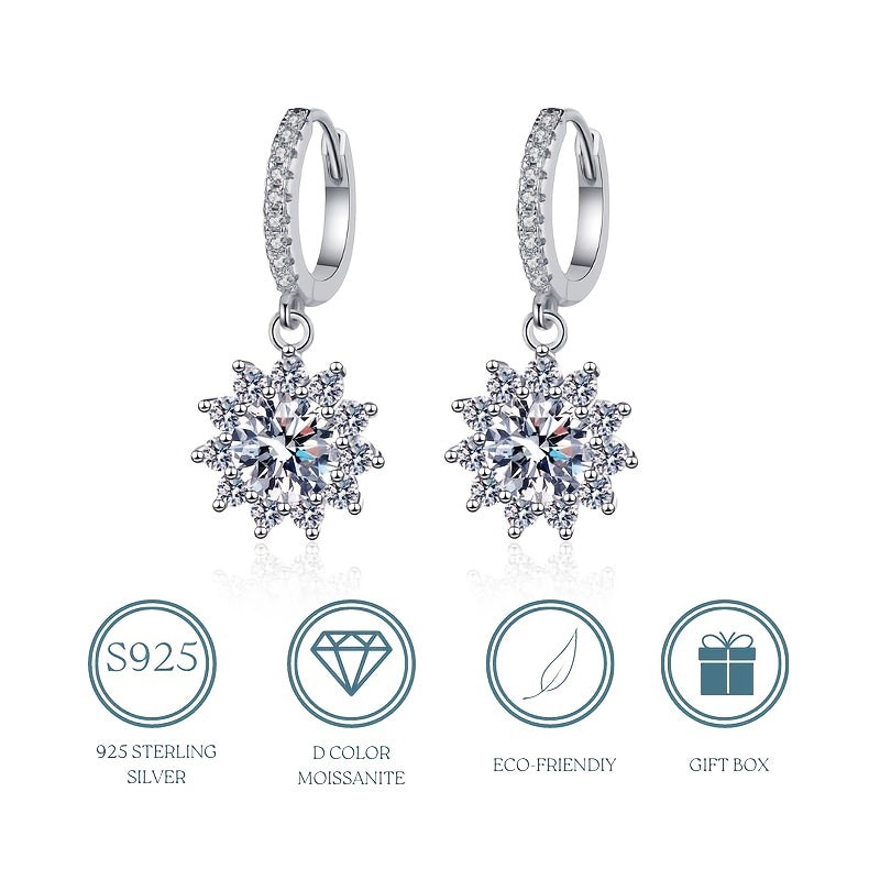 【ZHOYA】S925 Silver Moissanite Elegant Huggie Hoop Earrings 1 Pair