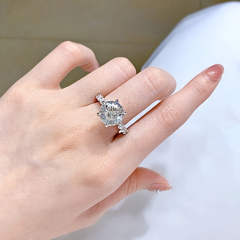 【ZHOYA】 Sterling Silver 3.0 Carat | Fireworks Luxury Moissanite Ring