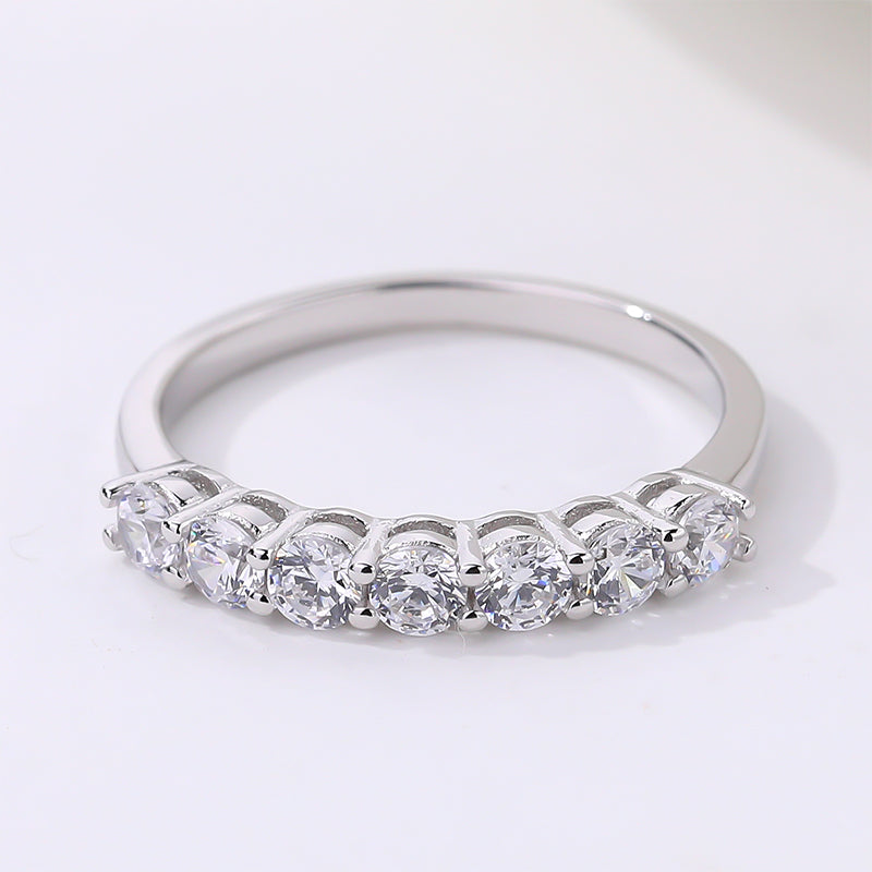 【ZHOYA】Moissanite 0.7 Ct S925 Silver Platinum Plated Ring