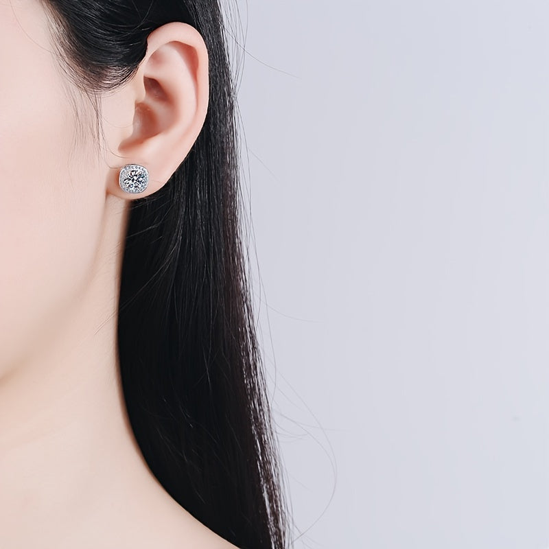 【ZHOYA】S925 Silver Moissanite Stud Earrings For Women