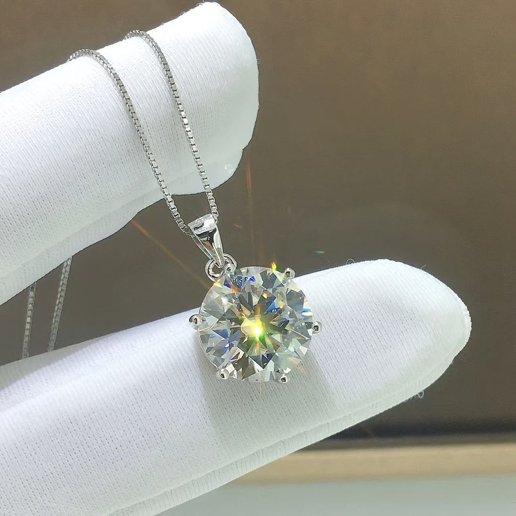 【ZHOYA】 Moissanite Pendant Necklace | Sterling Silver Ideal Cut