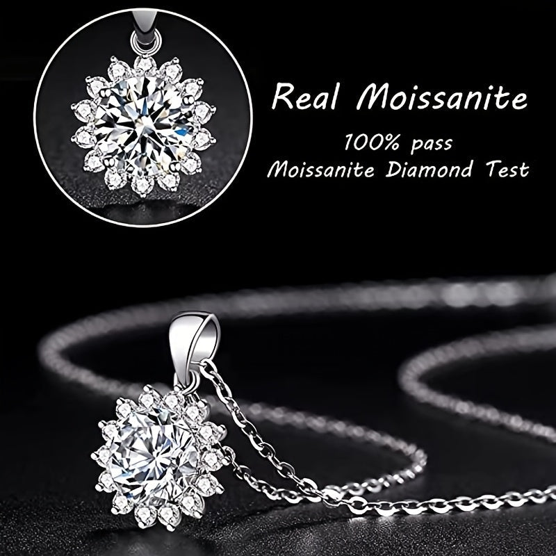 【ZHOYA】 Moissanite Pendant Necklace For Women Silver Chain