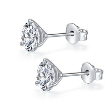 Cargar imagen en el visor de la galería, 【ZHOYA】S925 Silver Moissanite Stud Earrings Three Pronged Round Versatile