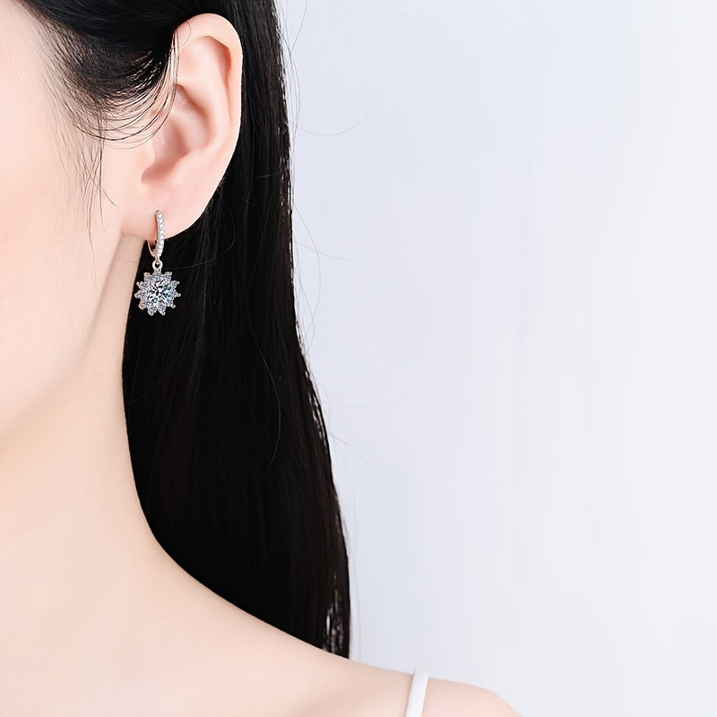 【ZHOYA】S925 Silver Moissanite Elegant Huggie Hoop Earrings 1 Pair