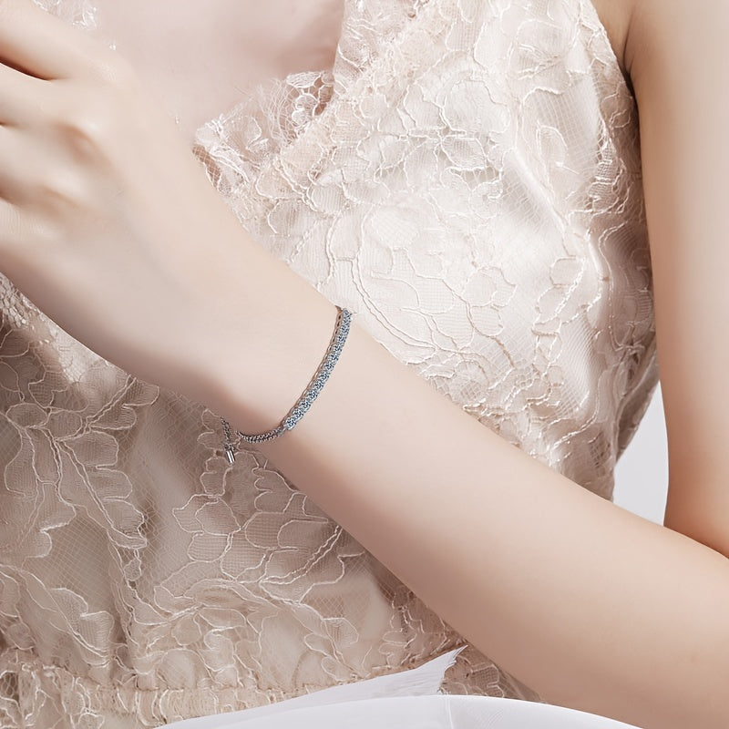 【ZHOYA】 Sparkle Tennis Silver Moissanite Bracelet