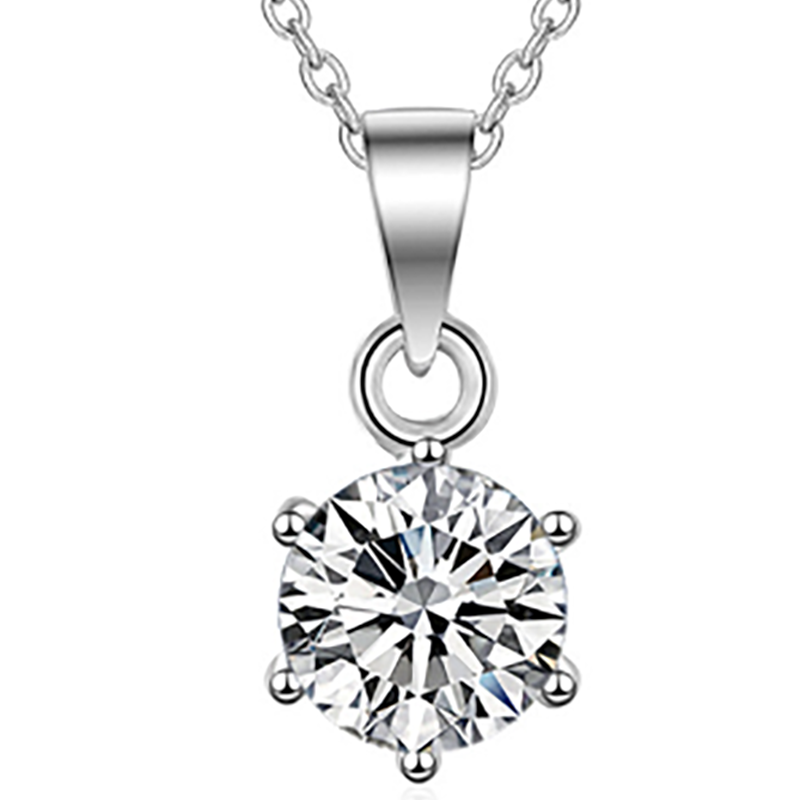 【ZHOYA】 Moissanite Pendant Necklace | Sterling Silver Ideal Cut