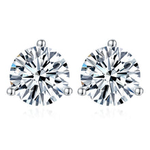 Cargar imagen en el visor de la galería, 【ZHOYA】S925 Silver Moissanite Stud Earrings Three Pronged Round Versatile