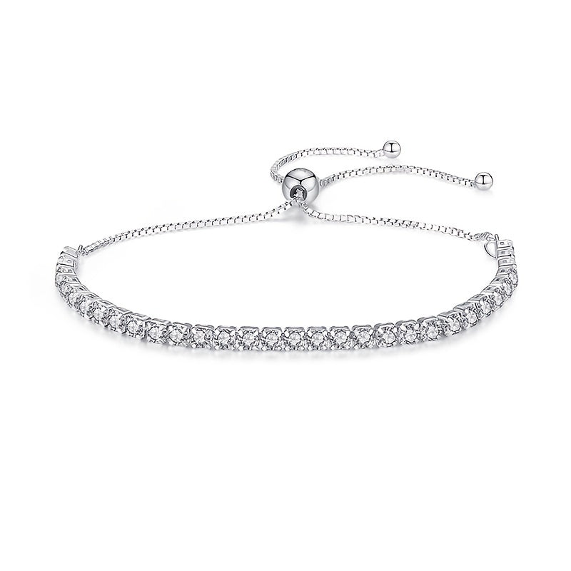 【ZHOYA】 Sparkle Tennis Silver Moissanite Bracelet