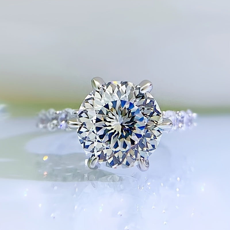 【ZHOYA】 Sterling Silver 3.0 Carat | Fireworks Luxury Moissanite Ring