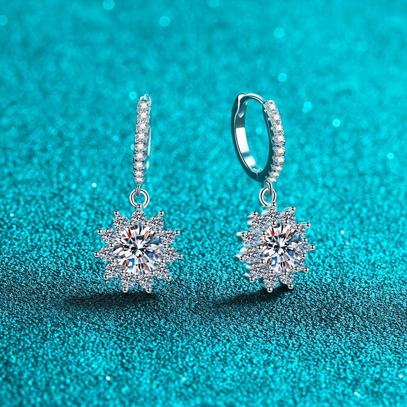 【ZHOYA】S925 Silver Moissanite Elegant Huggie Hoop Earrings 1 Pair