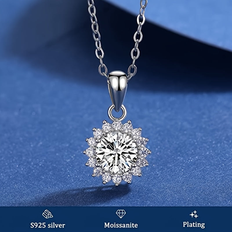 【ZHOYA】 Moissanite Pendant Necklace For Women Silver Chain