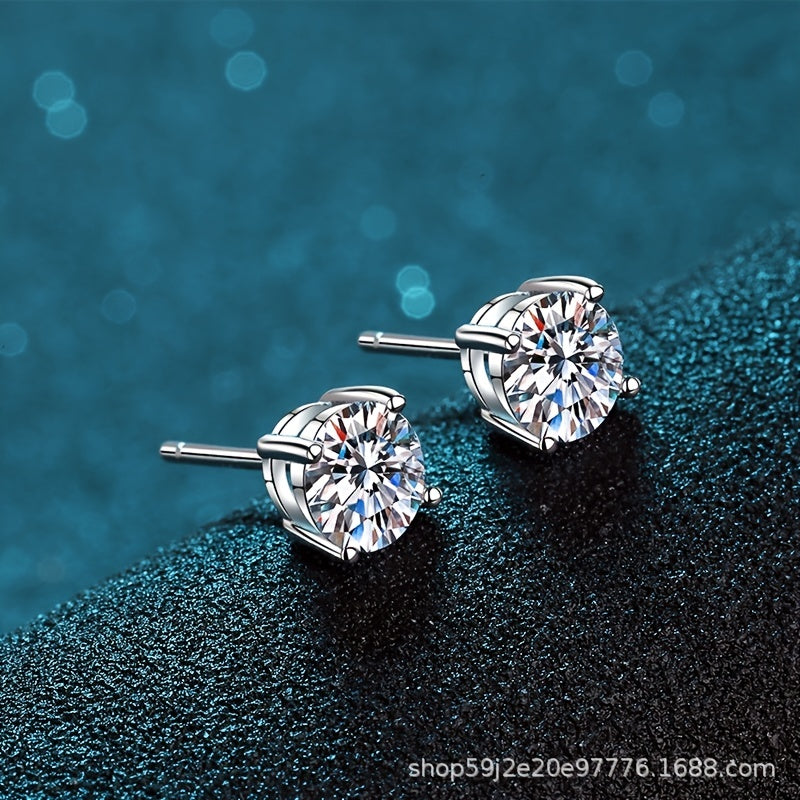 【ZHOYA】S925 Silver Moissanite Four claws Stud Earrings