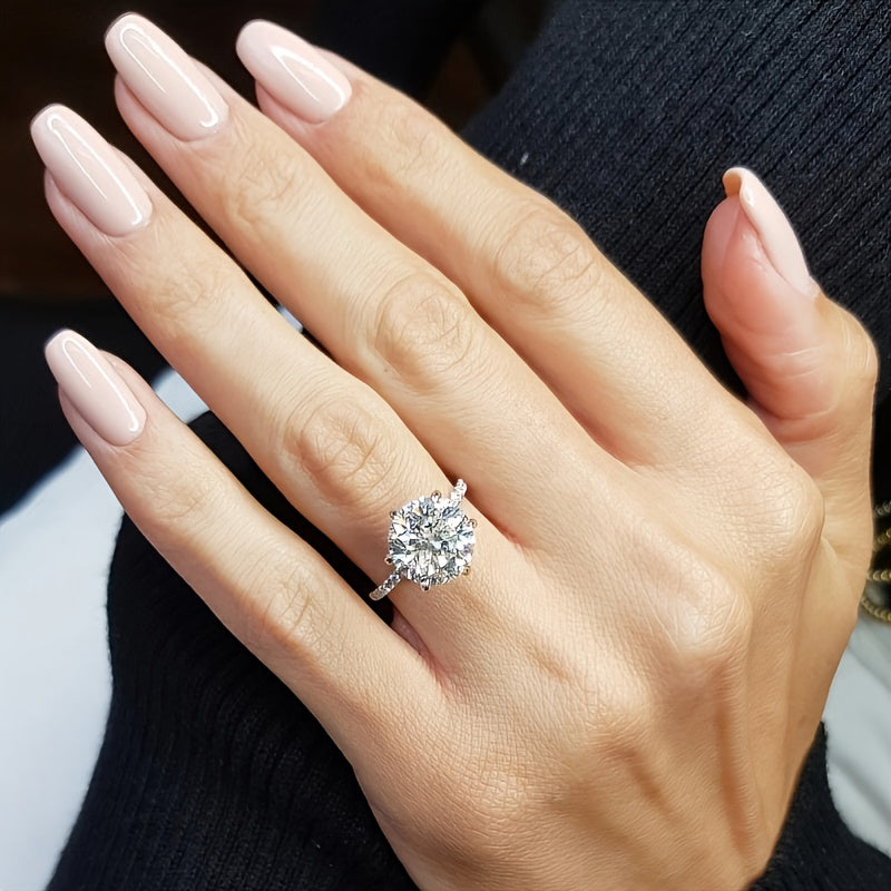 【ZHOYA】 S925 Silver 5.0 Carat Moissanite Six-Claws Engagement Rings