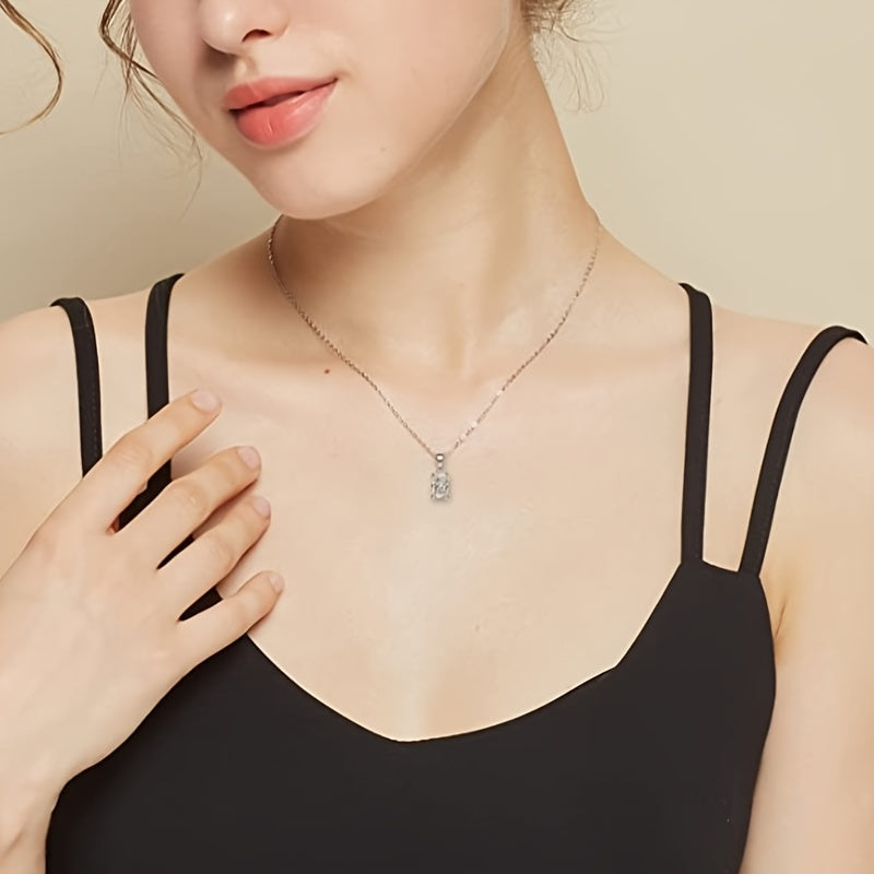 【ZHOYA】 Radiant Cut 925 Sterling Silver Moissanite Necklace