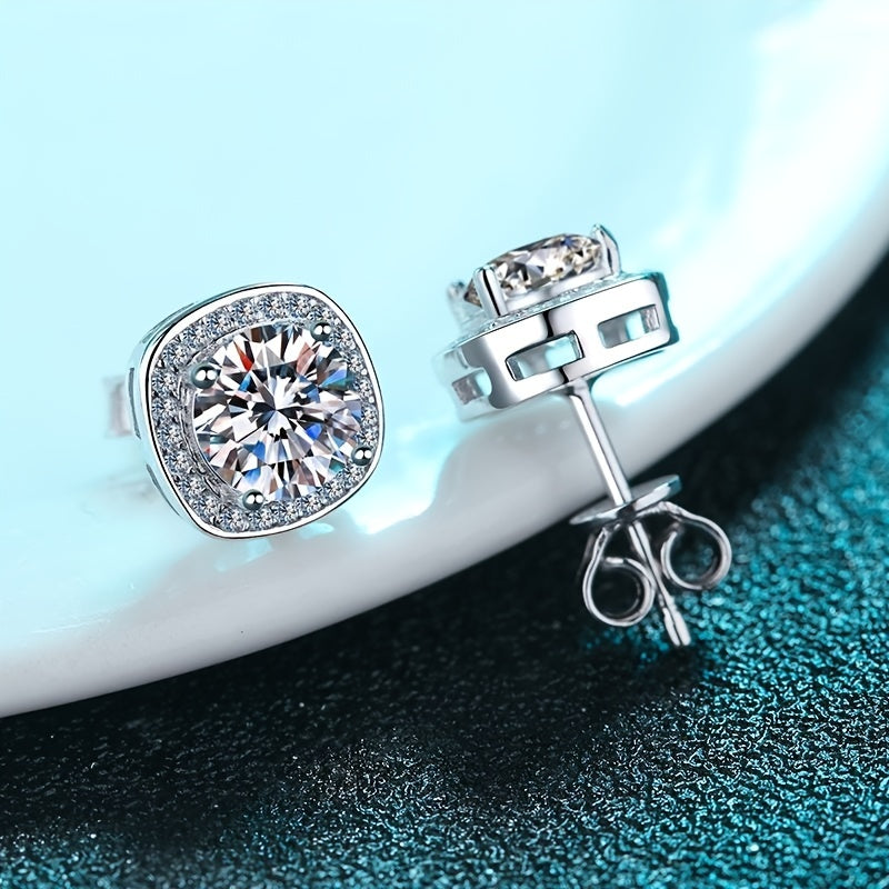 【ZHOYA】S925 Silver Moissanite Stud Earrings For Women