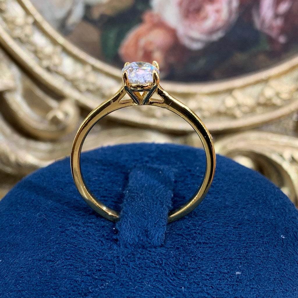 【ZHOYA】yellow gold 18K plated 1CT Moissanite gemstone ring