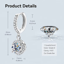 Cargar imagen en el visor de la galería, 【ZHOYA】 S925 Silver Gleaming Grace Hoop Drop Dangle Earring - Moissanite, Hypoallergenic