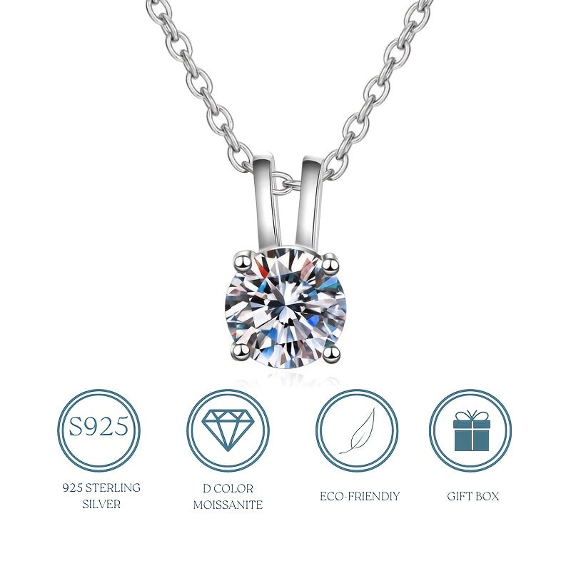 【ZHOYA】Moissanite Platinum Silver Plated Necklace