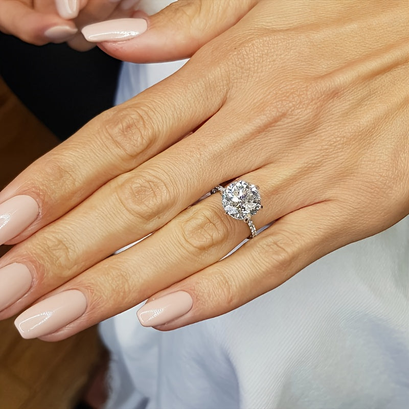 【ZHOYA】 S925 Silver 5.0 Carat Moissanite Six-Claws Engagement Rings