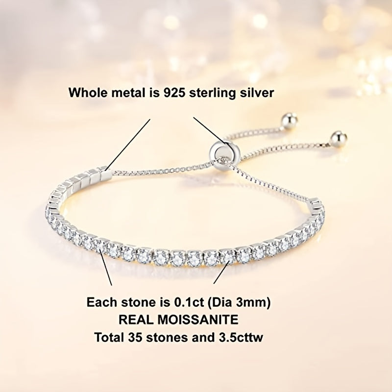 【ZHOYA】 Sparkle Tennis Silver Moissanite Bracelet