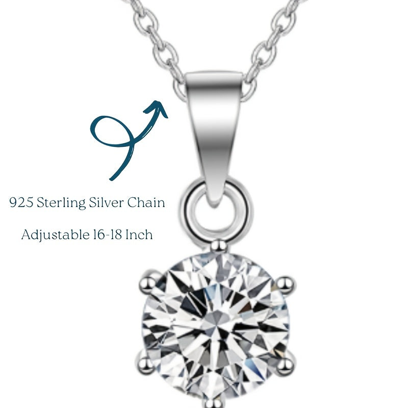 【ZHOYA】 Moissanite Pendant Necklace | Sterling Silver Ideal Cut