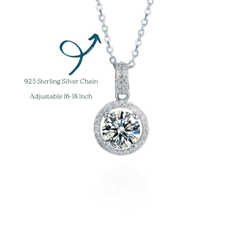 【ZHOYA】 Round 10 CT 925 Sterling Silver Moissanite Necklace