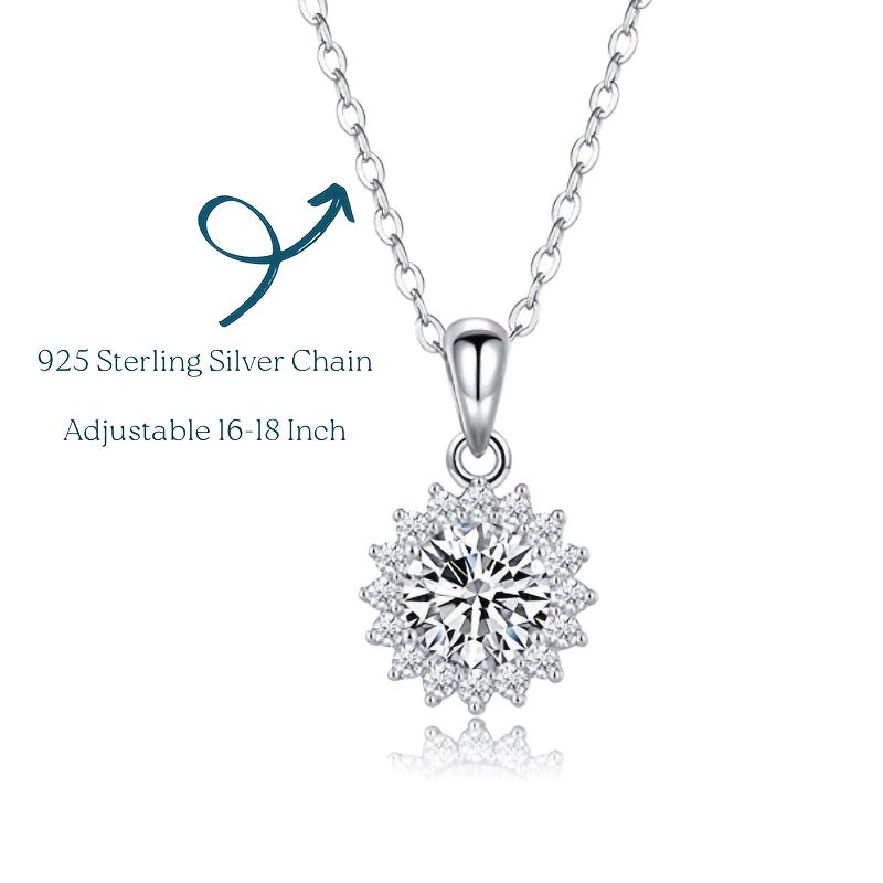 【ZHOYA】 Moissanite Pendant Necklace For Women Silver Chain