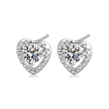 Charger l&#39;image dans la galerie, 【ZHOYA】Heart Round Shape 1 CT S925 Silver Platinum Plated Earring