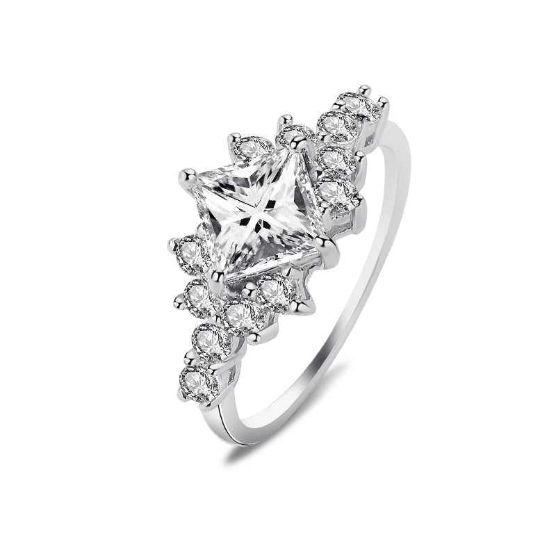 【ZHOYA】 Moissanite 1.2 CT S925 Silver Platinum Plated Ring