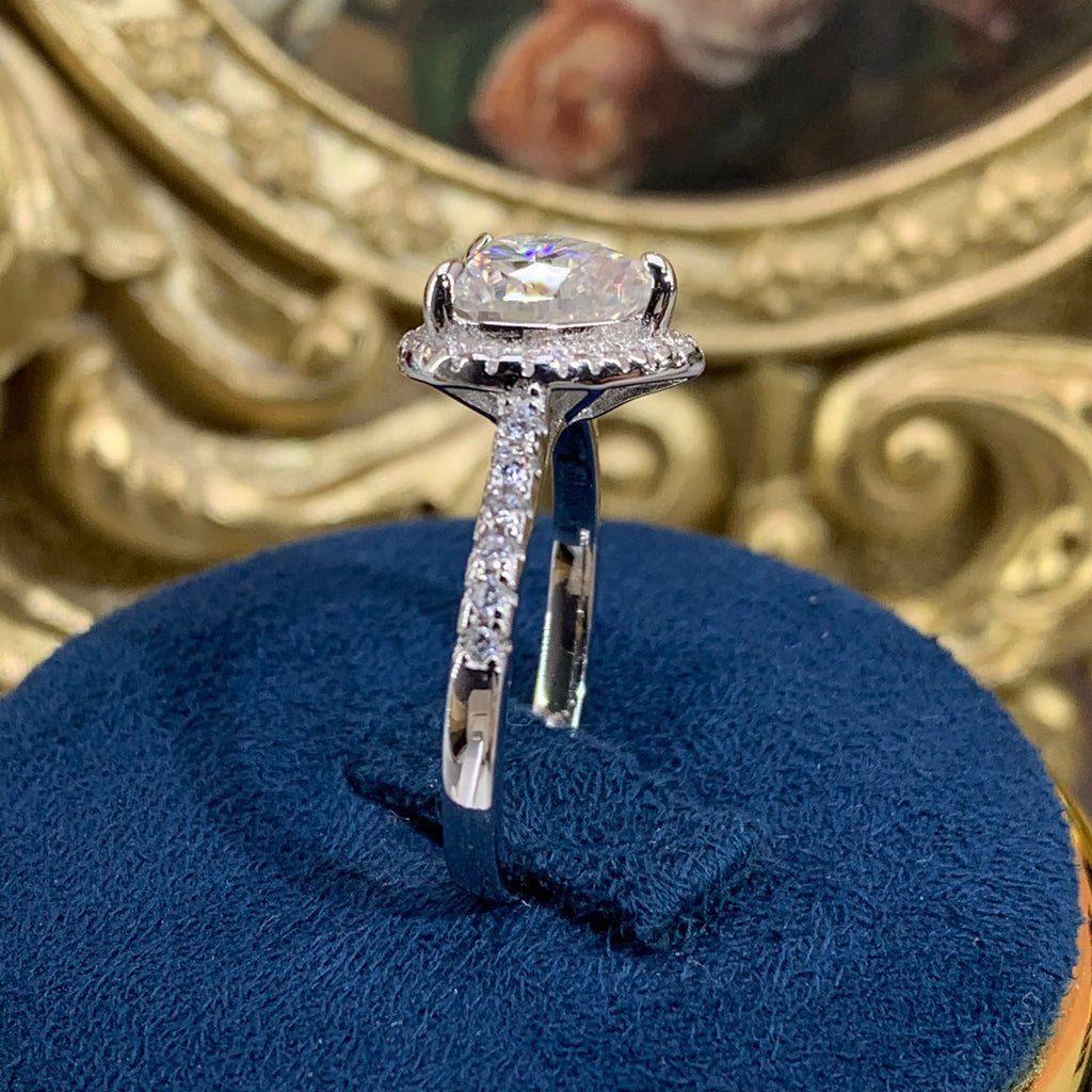 【ZHOYA】2CT Moissanite Gemstone 925 Sterling Silver Ring