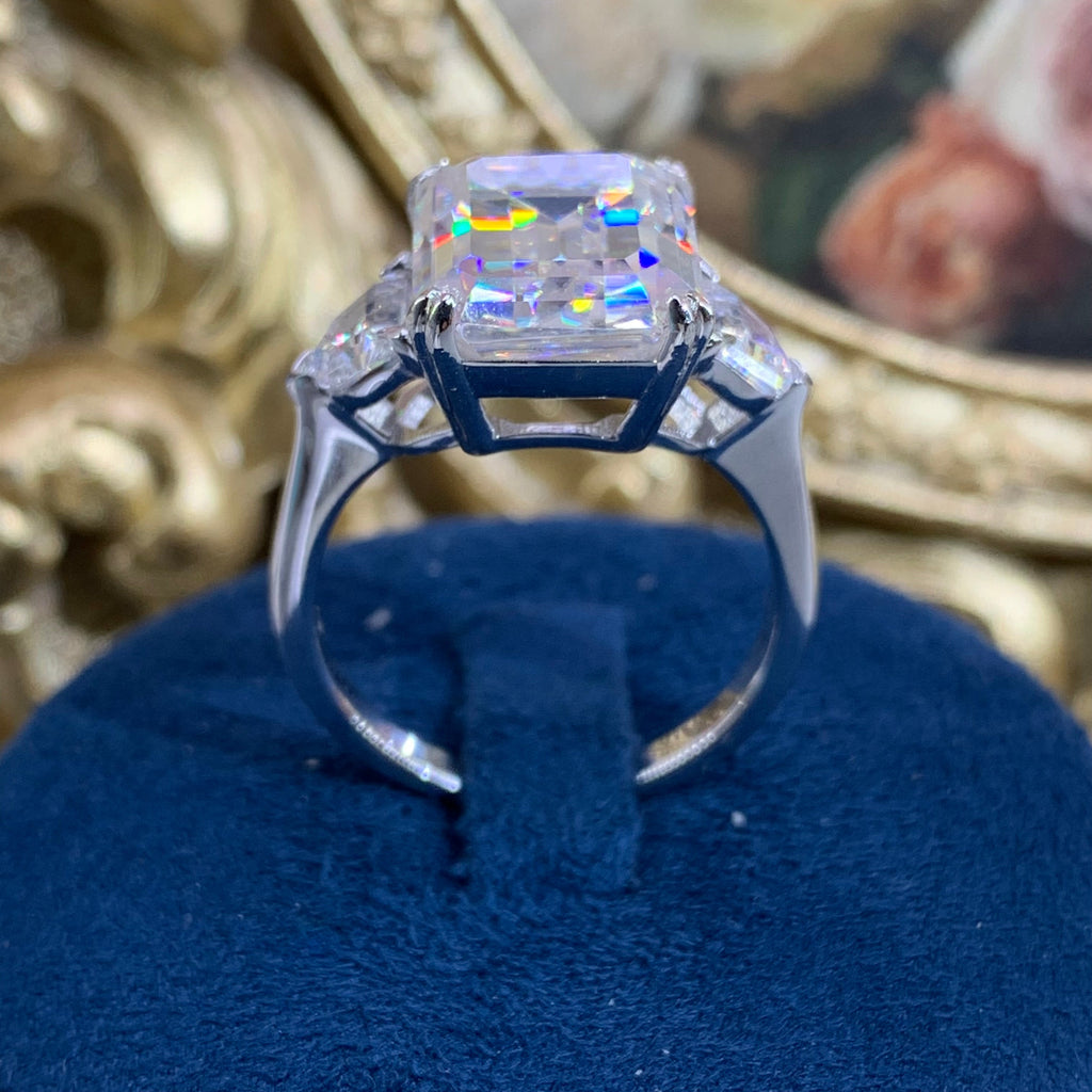 【ZHOYA】8CT Moissanite Gemstone 925 Sterling Silver Ring