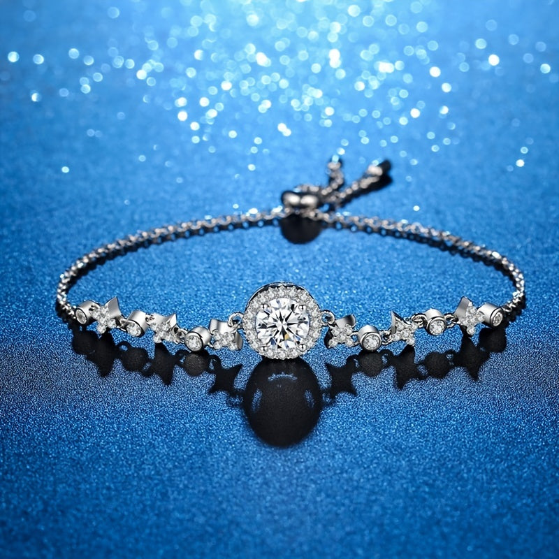 【ZHOYA】Moon Star 1.0CT 925 Sterling Silver Moissanite Bracelet