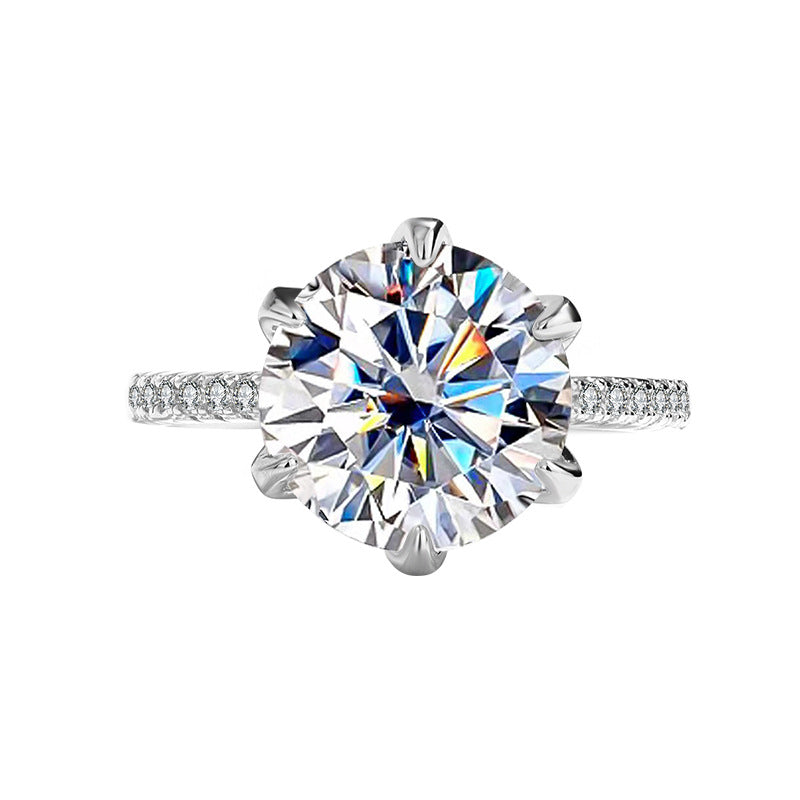 【ZHOYA】 S925 Silver 5.0 Carat Moissanite Six-Claws Engagement Rings