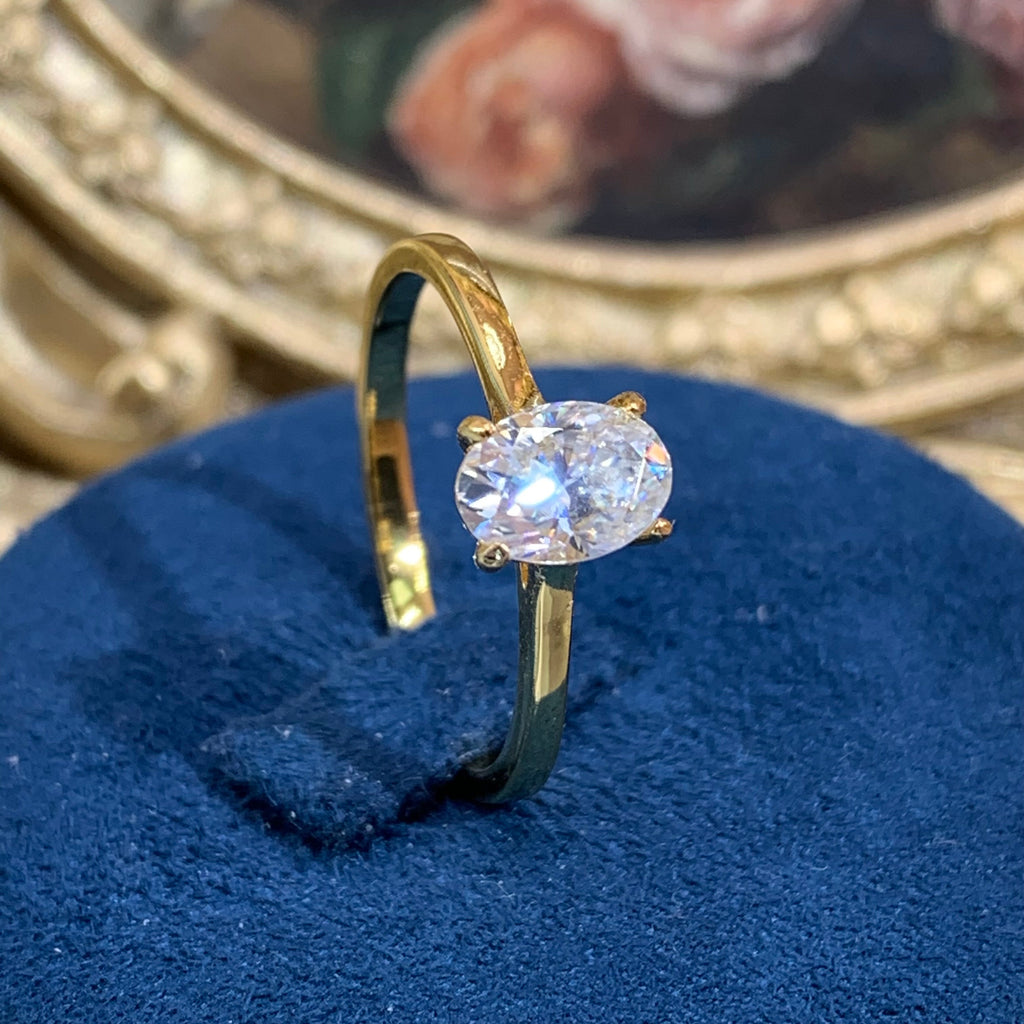 【ZHOYA】yellow gold 18K plated 1CT Moissanite gemstone ring