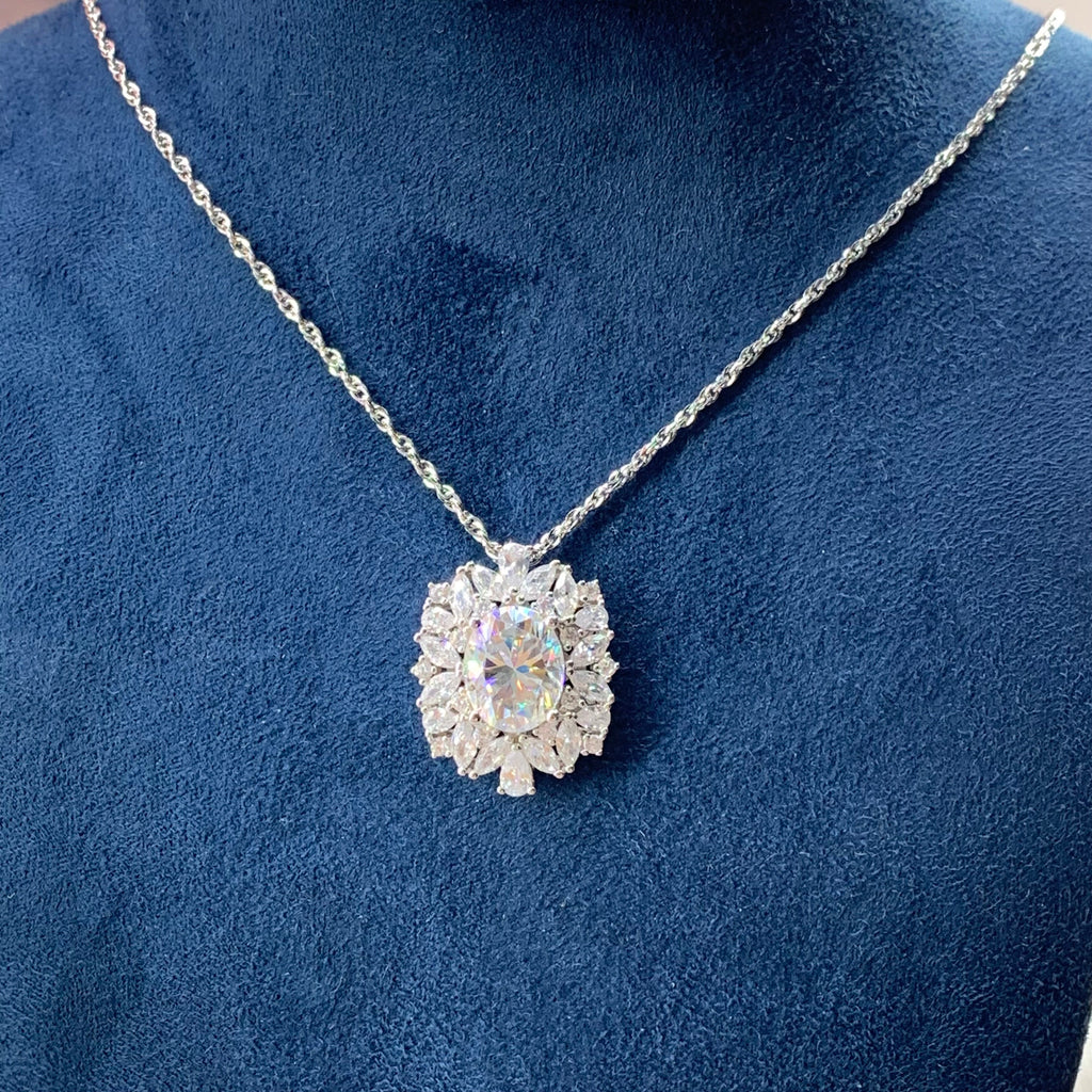 【ZHOYA】3CT Moissanite 925 sterling silver necklace