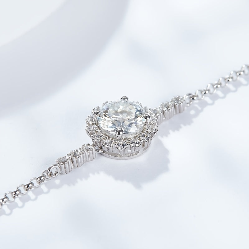 【ZHOYA】 Flower S925 1 CT Moissanite Bracelet