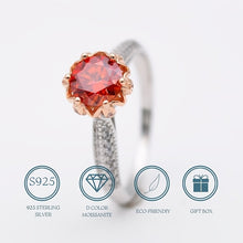 Cargar imagen en el visor de la galería, 【ZHOYA】S925 Silver One Carat Princess Wedding Dress Red Moissanite Ring