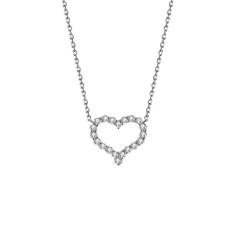 【ZHOYA】 Heart Round Shape S925 Silver Platinum Plated Necklace