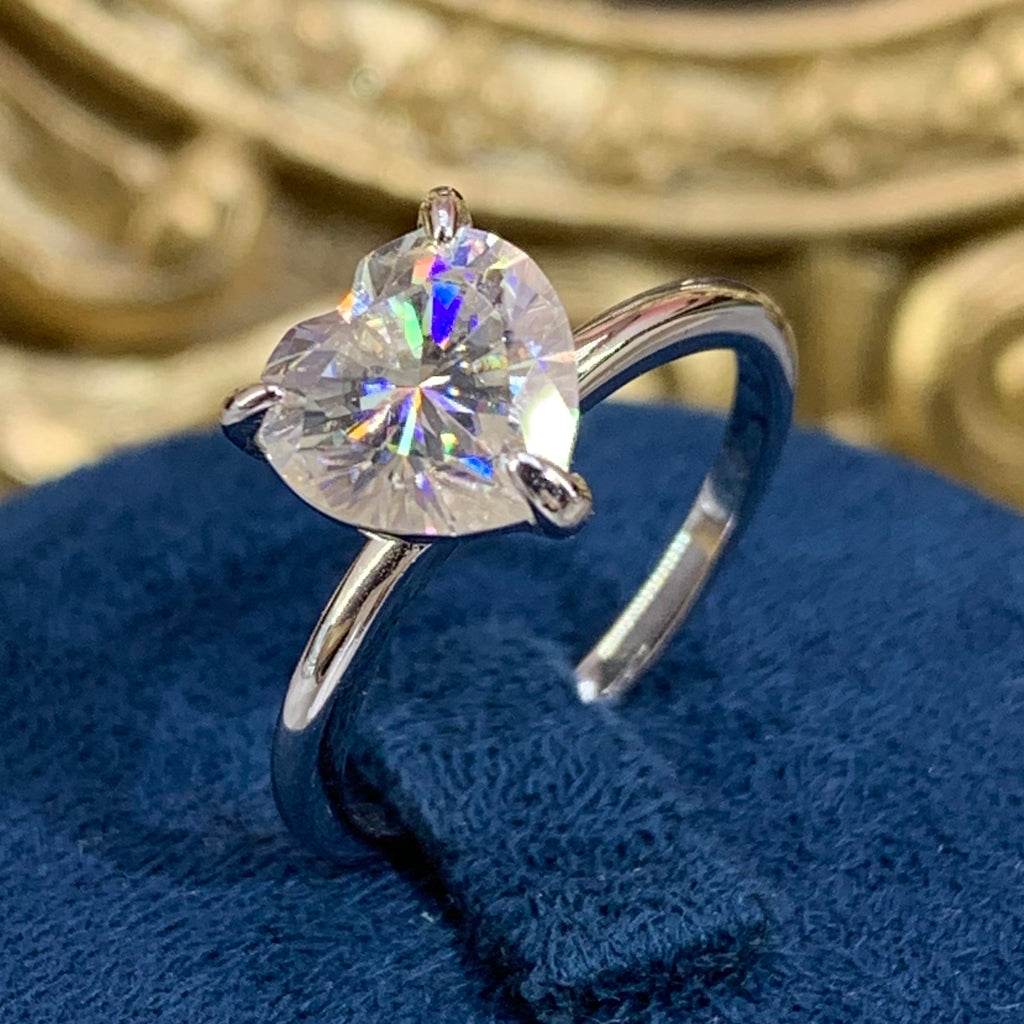 【ZHOYA】2CT Moissanite Gemstone 925 Sterling Silver Ring