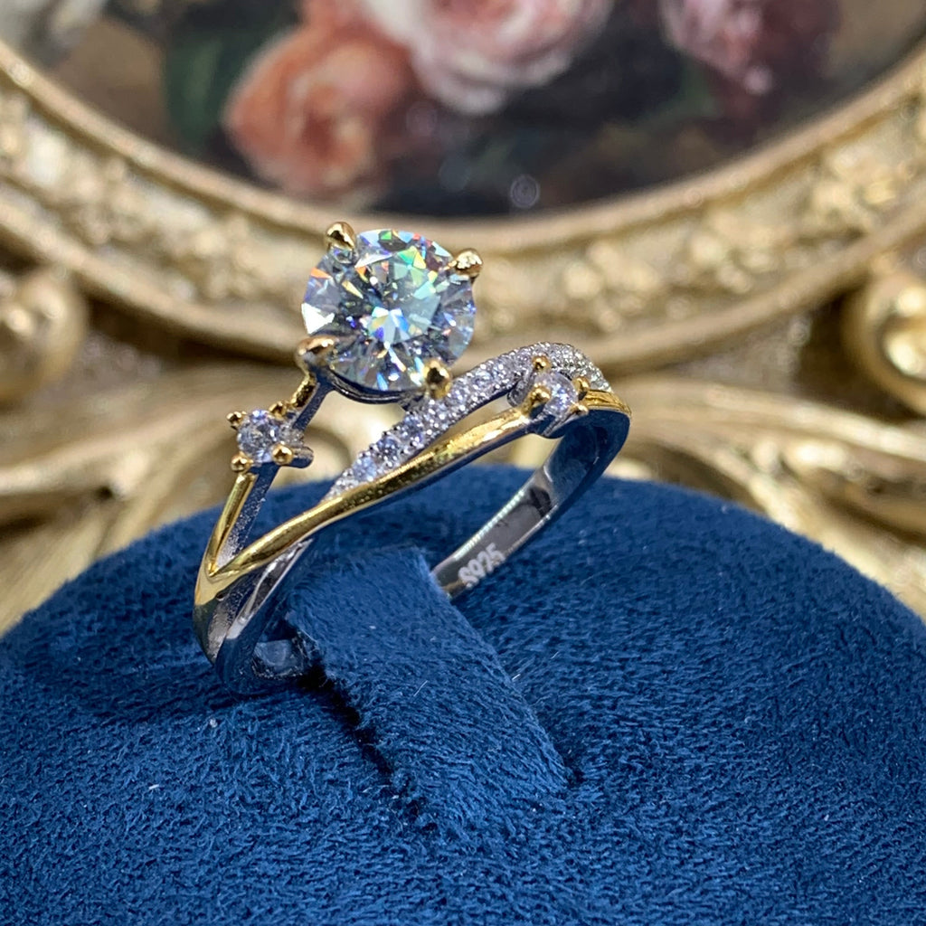 【ZHOYA】1CT Moissanite Yellow gold 18K Ring