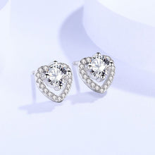 Charger l&#39;image dans la galerie, 【ZHOYA】Heart Round Shape 1 CT S925 Silver Platinum Plated Earring