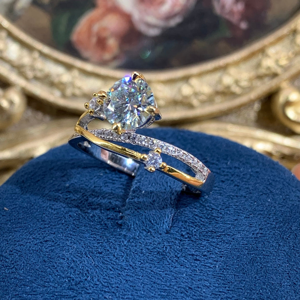 【ZHOYA】1CT Moissanite Yellow gold 18K Ring