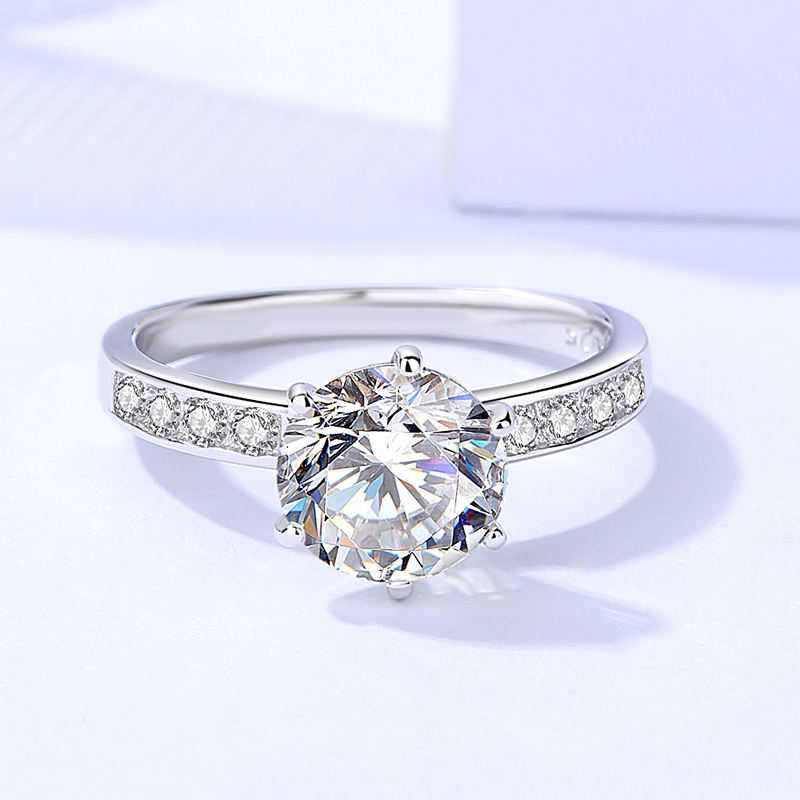 【ZHOYA】Moissanite 2 Ct S925 Silver Platinum Plated 3 in One Ring Set