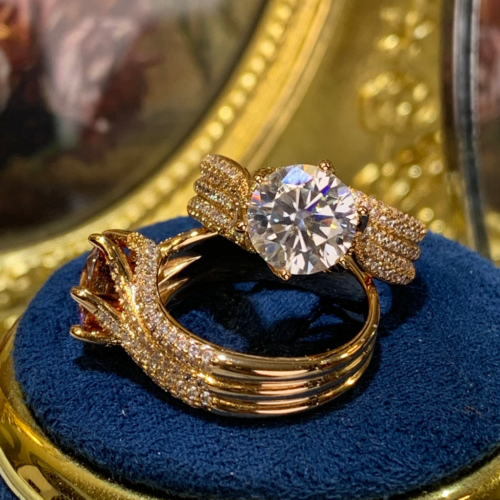 【ZHOYA】rose gold 18K  3 CT Moissanite ring