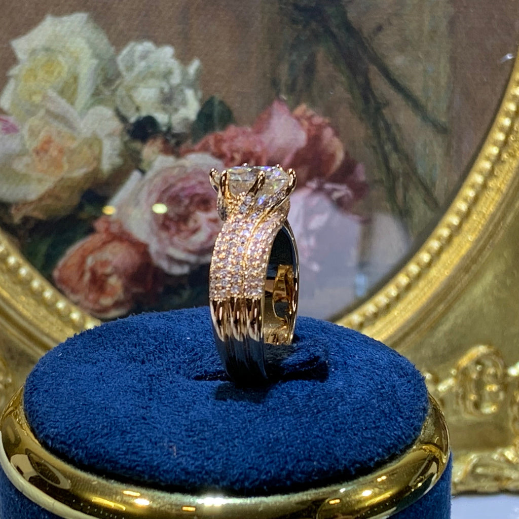 【ZHOYA】rose gold 18K  3 CT Moissanite ring